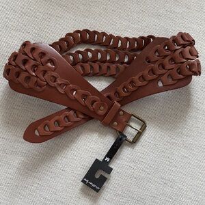 Brown Woven Leather Belt another line size M